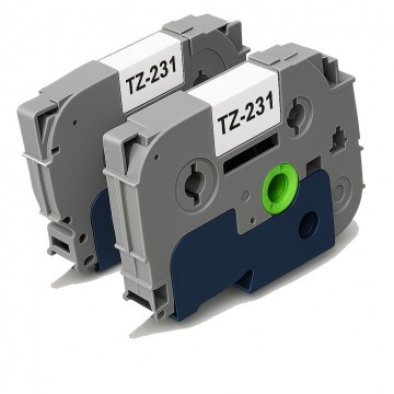 Huismerk Brother TZ-231 Zwart op Wit 2X